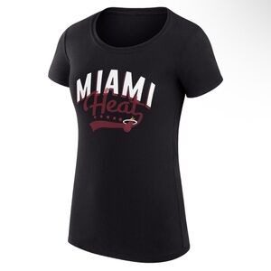 Women's Miami Heat G-III 4Her by Carl Banks Black Super-Slim Fit Filigree Tee M